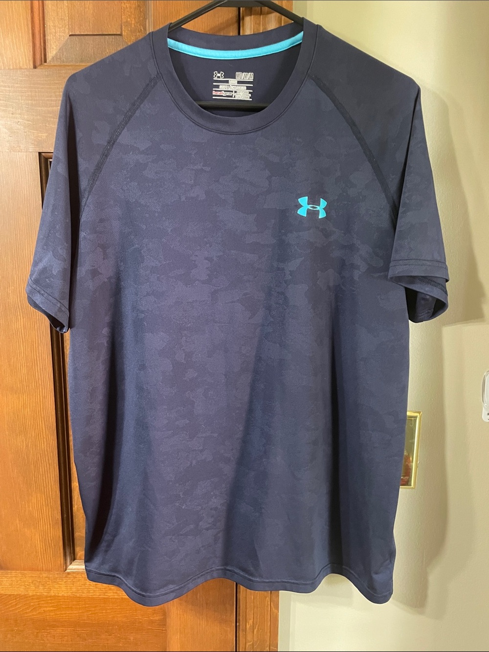 Under Armour Navy Short Sleeve Performance Tee with Teal Logo Accent